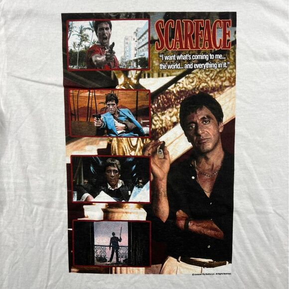 SCARFACE AMERICAN CLASSICS | Men’s 100% Cotton Tony Montana White Shirt Size M - Picture 3 of 7